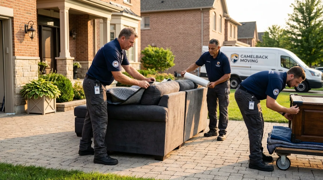 Large estate moving crew wrapping furniture in Elkins, WV